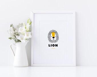 Baby Lion Printable Art, Digital Prints, Prints, Various Sizes, Instant Download