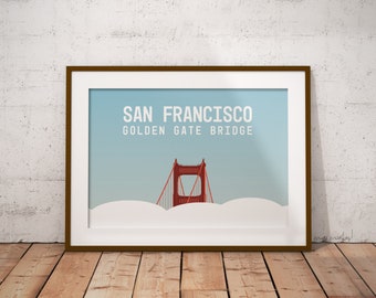 Golden Gate Bridge - San Francisco, Landscape, Printable Art, Vector Art Digital Prints, Various Sizes, Instant Download