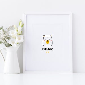 Bear-y Cute Printable Art, Wydruki cyfrowe, Wydruki, Różne rozmiary, Natychmiastowe pobieranie