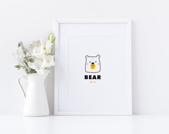 Bear-y Cute Printable Art, Digital Prints, Prints, Various Sizes, Instant Download