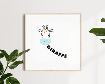 Giraffe Printable Art, Digital Prints, Prints, Various Sizes, Instant Download