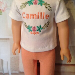 Choice of Personalized Embroidered Name Shirts with coordinating capris for 14 American Girl Wellie Wishers Dolls Now with BRYANT image 5
