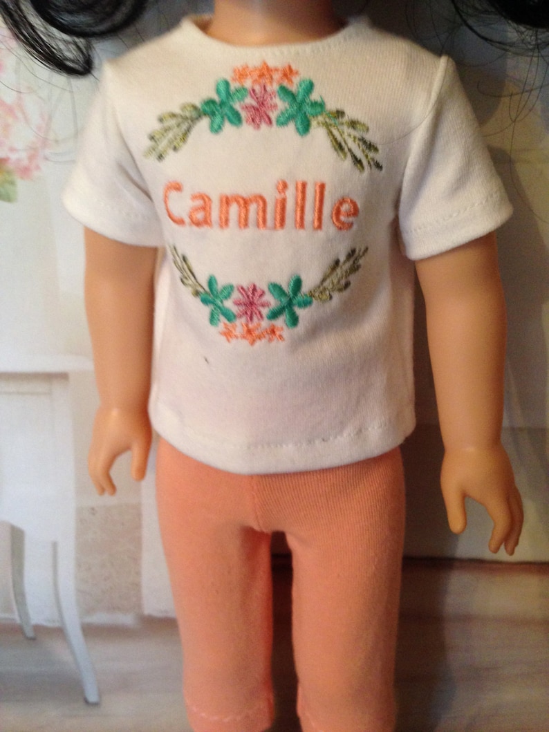 Choice of Personalized Embroidered Name Shirts with coordinating capris for 14 American Girl Wellie Wishers Dolls Now with BRYANT image 5