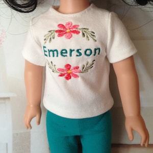 Choice of Personalized Embroidered Name Shirts with coordinating capris for 14 American Girl Wellie Wishers Dolls Now with BRYANT image 4