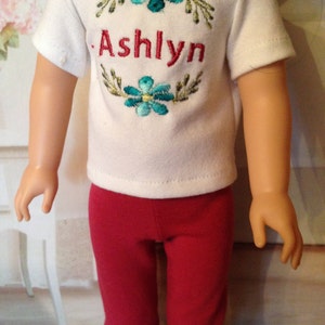 Choice of Personalized Embroidered Name Shirts with coordinating capris for 14 American Girl Wellie Wishers Dolls Now with BRYANT image 2