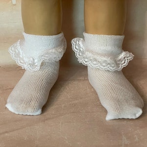 White lace trimmed ankle socks for 19" Chatty Cathy doll