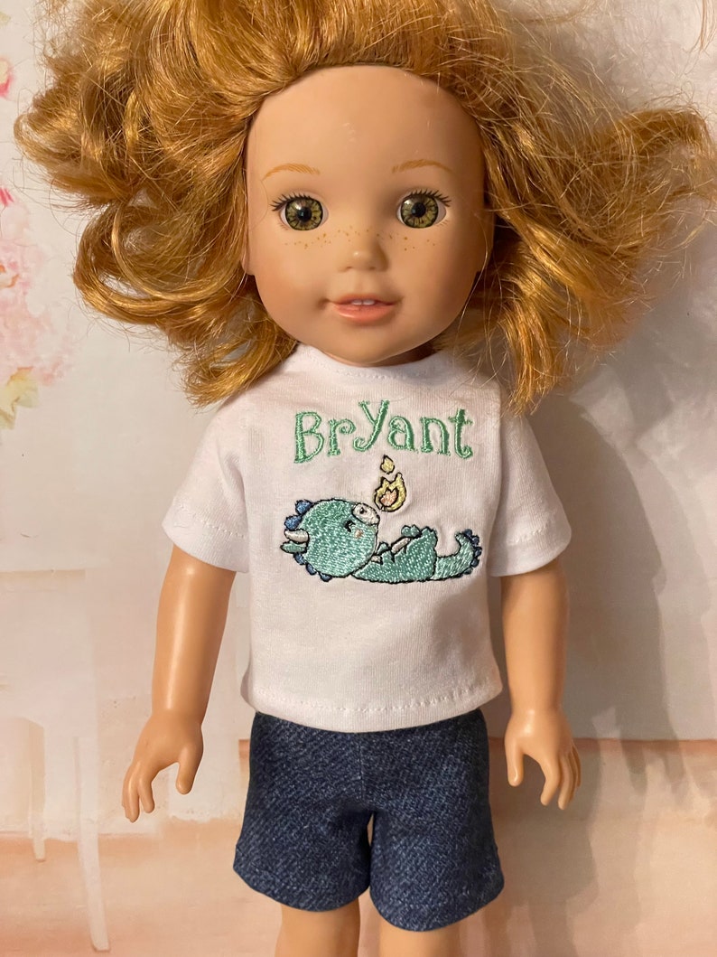 Choice of Personalized Embroidered Name Shirts with coordinating capris for 14 American Girl Wellie Wishers Dolls Now with BRYANT image 7