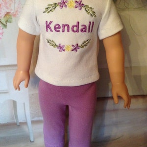 Choice of Personalized Embroidered Name Shirts with coordinating capris for 14 American Girl Wellie Wishers Dolls Now with BRYANT image 3