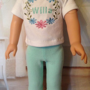 Choice of Personalized Embroidered Name Shirts with coordinating capris for 14 American Girl Wellie Wishers Dolls Now with BRYANT image 6