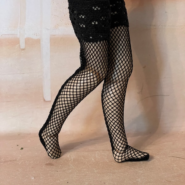 Black fishnet stockings for 12" Blythe doll