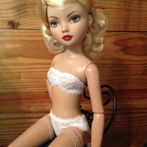 White Lingerie Set for 16&quot; Ellowyne includes  bra, panties, hose: doll Secrets