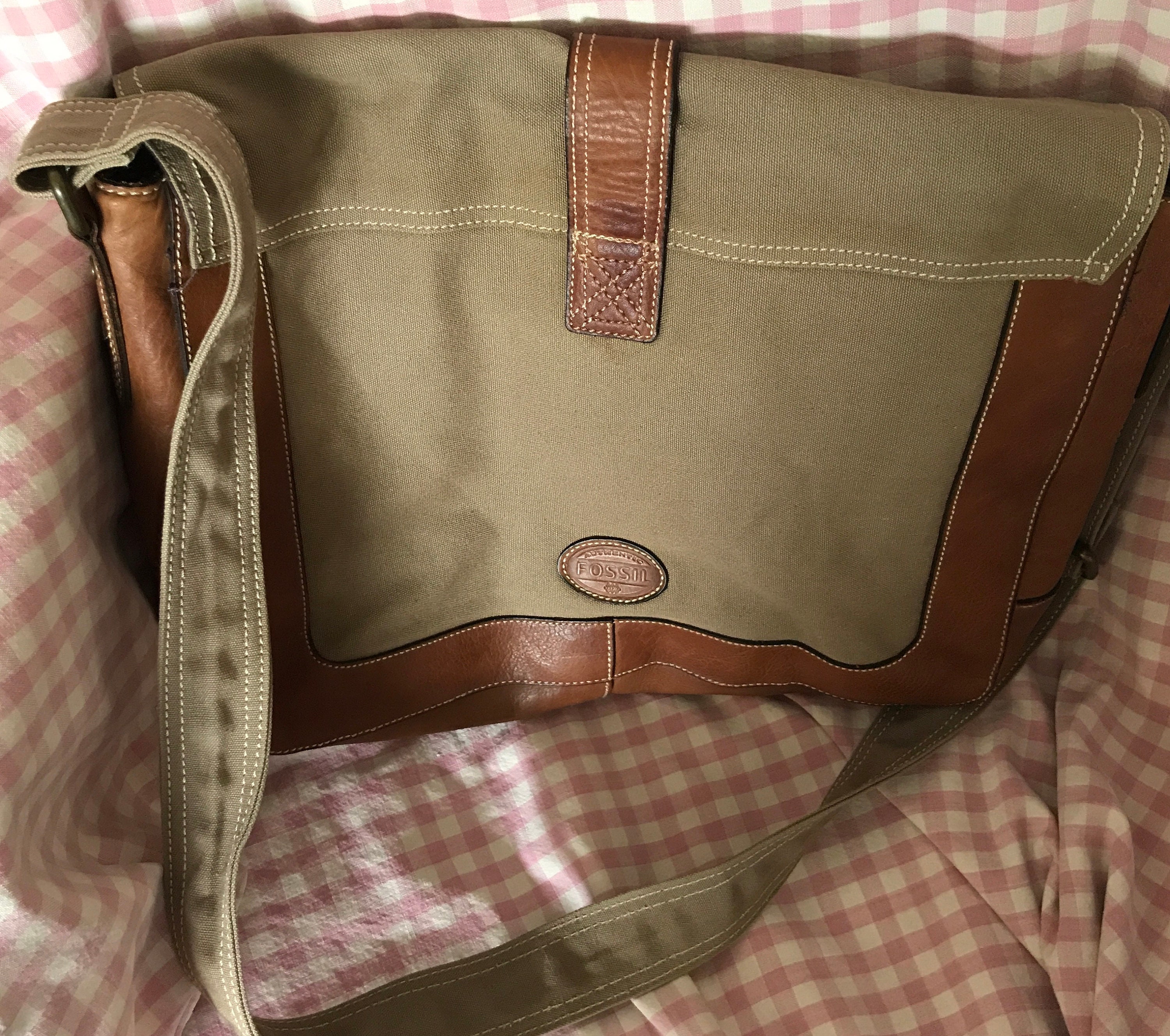 Vintage Fossil Messenger Bag Canvas Leather Never Used 175 Etsy