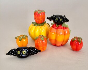 Pumpkin Glass beads set of 8