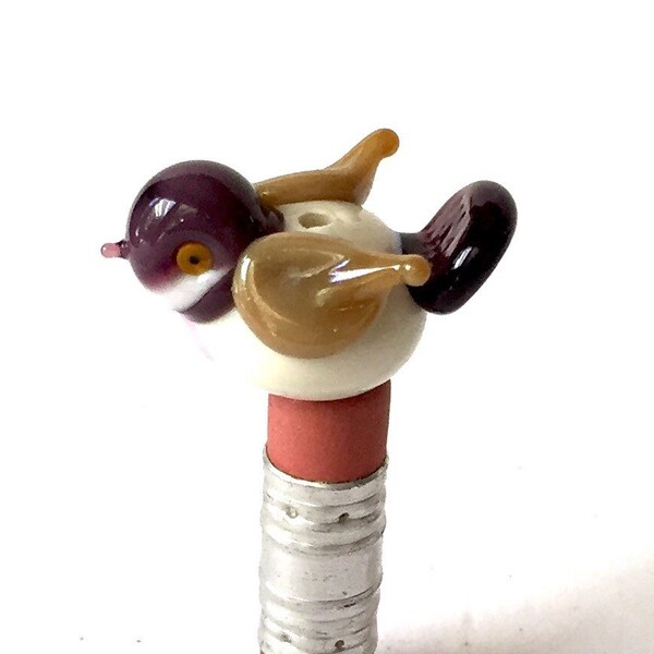 Sugar Plum 2     Sweet little  bird finch lampwork bead glass handmade ooak focal tiny work of art