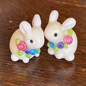 Pinky baby floral bunny pair