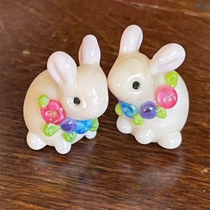 Pinky baby floral bunny pair