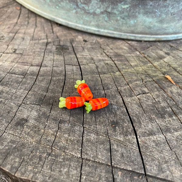 The smallest tiny baby carrot beads set of 3