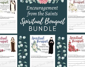 DIGITAL BUNDLE: 5 Encouragement from the Saints Spiritual Bouquet Cards PDFs