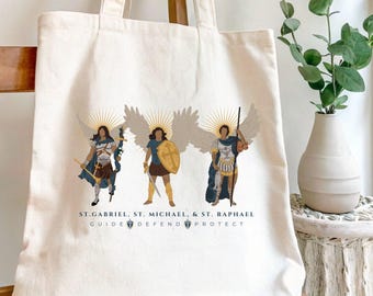 Archangels Cotton Canvas Tote Bag: Catholic Religious Art