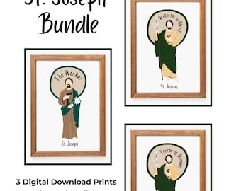 DIGITAL DOWNLOAD - St Joseph Halo Quote Prints Bundle