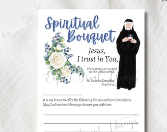 DIGITAL DOWNLOAD St. Faustina Spiritual Bouquet Card