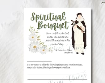 DIGITAL DOWNLOAD St. Catherine of Siena Spiritual Bouquet Card