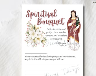 DIGITAL DOWNLOAD St. Philomena Spiritual Bouquet Card