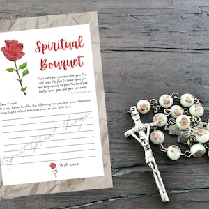 DIGITAL DOWNLOAD Red Rose Spiritual Bouquet Card
