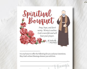 DIGITAL DOWNLOAD St. Padre Pio Spiritual Bouquet Card