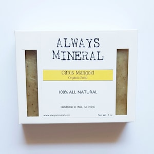 Palm Oil Free. Vegan Soap. Citrus Marigold. Natural Soap. Organic Soap. Handcrafted. Essential Oil Scented Soap. Bath and Body. Herbal Soap.