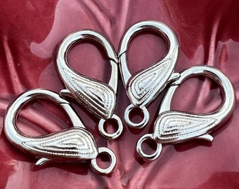Silver Lobster Claw Designer Clasp with Closed Ring Extra Large 16 x 29mm 4pc set DIY Jewelry other options