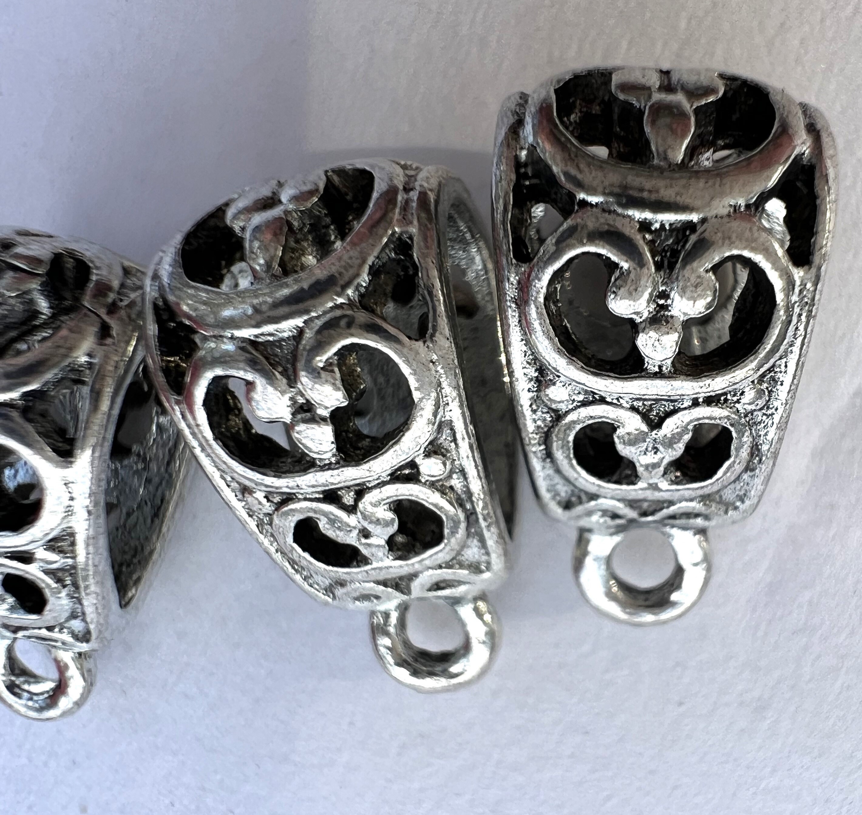 SILVER BAIL Terra Cast Bali Necklace Pendant Bail 8x16mm FILIGREE Design 10pcs Large Bail 3mm Hole