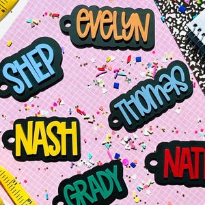 Personalized Keychain Name Tag: Custom Kids Backpack, Lunchbox Label
