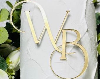Custom Wedding Monogram Initials Cake Topper or Charm
