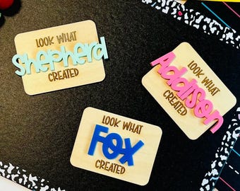 Personalized Acrylic Name Magnet: Custom Wood Fridge Decor