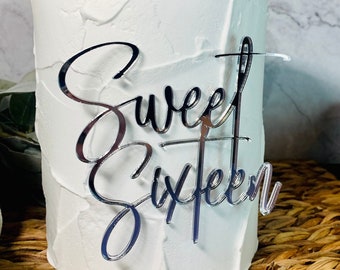 Sweet Sixteen Cake Charm | Sweet 16 Cake | Name Plate| Birthday Party Favor | Script Cursive| Gold cake decor | Baker | Cake Decorating