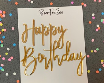 Happy Birthday Cake Charm: Acrylic Script Cake Decor
