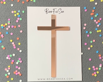 Gold Acrylic Cross Cake Charm: Christening Baptism Decoration