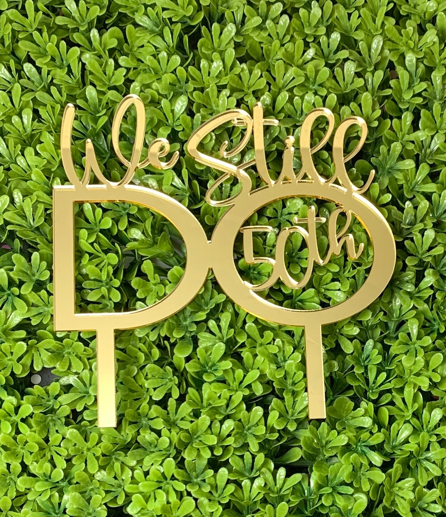 Happily Ever After Gold Glitter Cake Topper - Wedding Anniversary Party Decor - View #10
