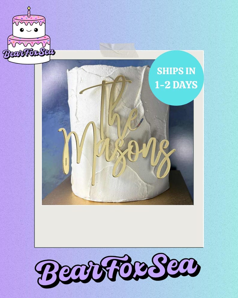 Custom Acrylic Cake Charm: Wedding, Birthday Party Topper image 1