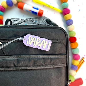 Personalized Keychain, Backpack Tag: Custom Kids Lunch box Label