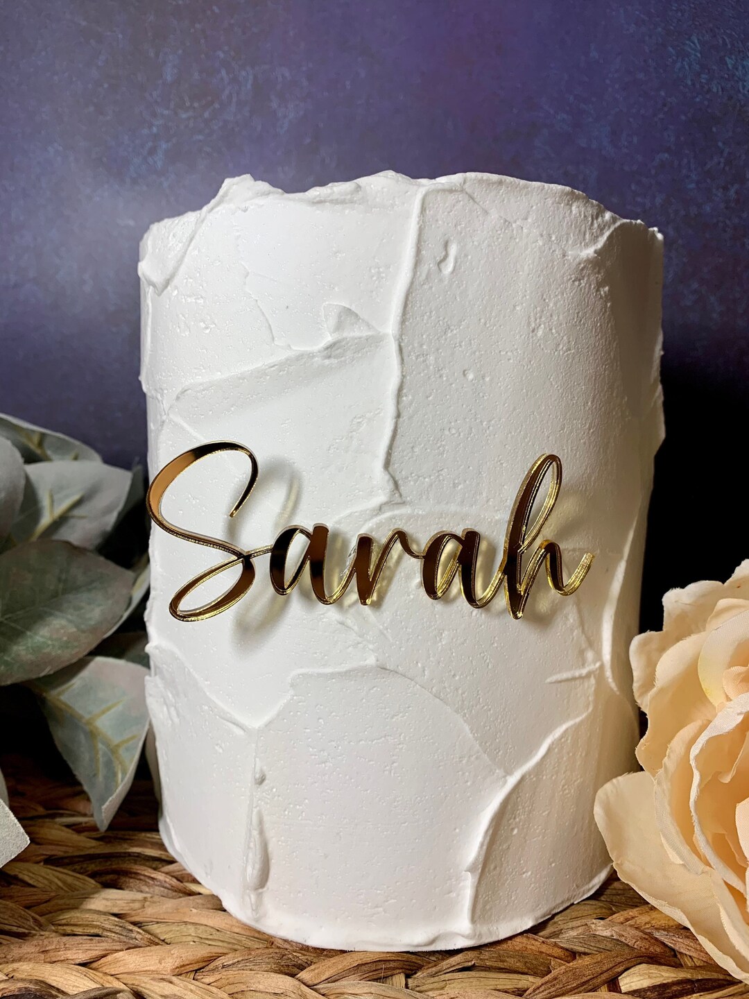 Cake Charm Acrylic Cake Accessory Wedding Name Gold Name Plate Birthday Party Favor Script