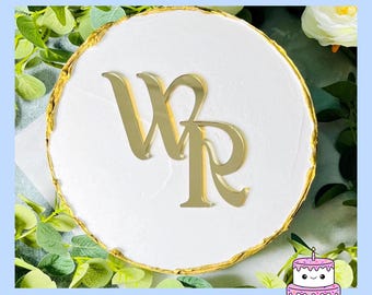Personalized Acrylic Wedding Cake Charm: Monogram Initial Topper