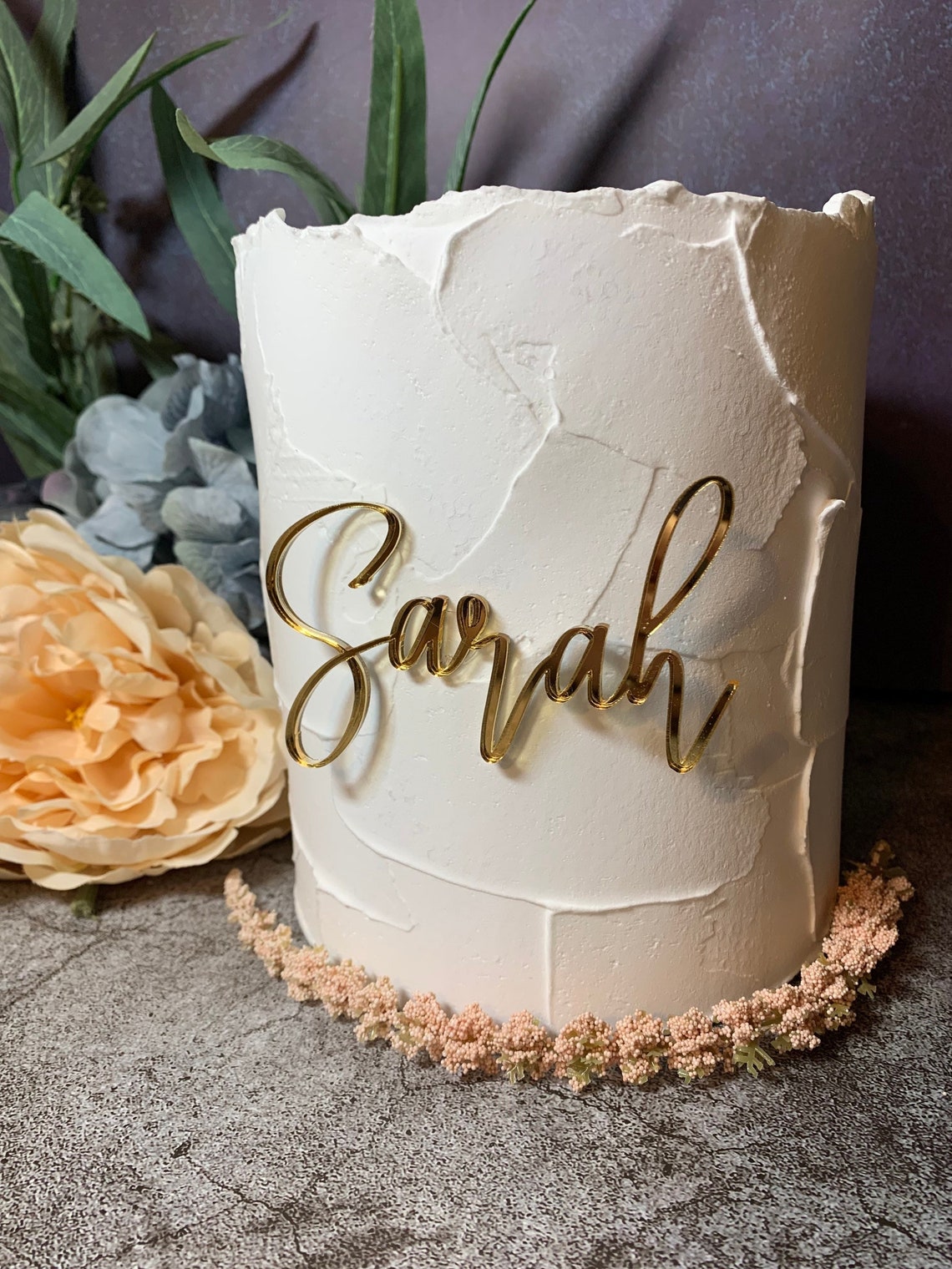 Cake Charm Acrylic Cake Accessory Wedding Name Gold Name Etsy