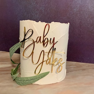 Baby Shower Cake Charm, Gold Cake Decor, Baby Name Plate, Gift for Expecting Mother, gift for Pregnant Woman, Cake Decorating