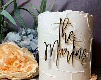 Stacked Cake Charm | Acrylic Cake plate | Wedding Name Plate| Birthday Party Favor | Script Cursive| Gold Name Plate | Baker | Cake Decor