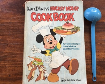 Charming Vintage Child Cookbook, Walt Disney, Mickey Mouse Cook Book, Hardcover, 1975 First Edition, Fun Colorful Fonts Cartoons, Recipes