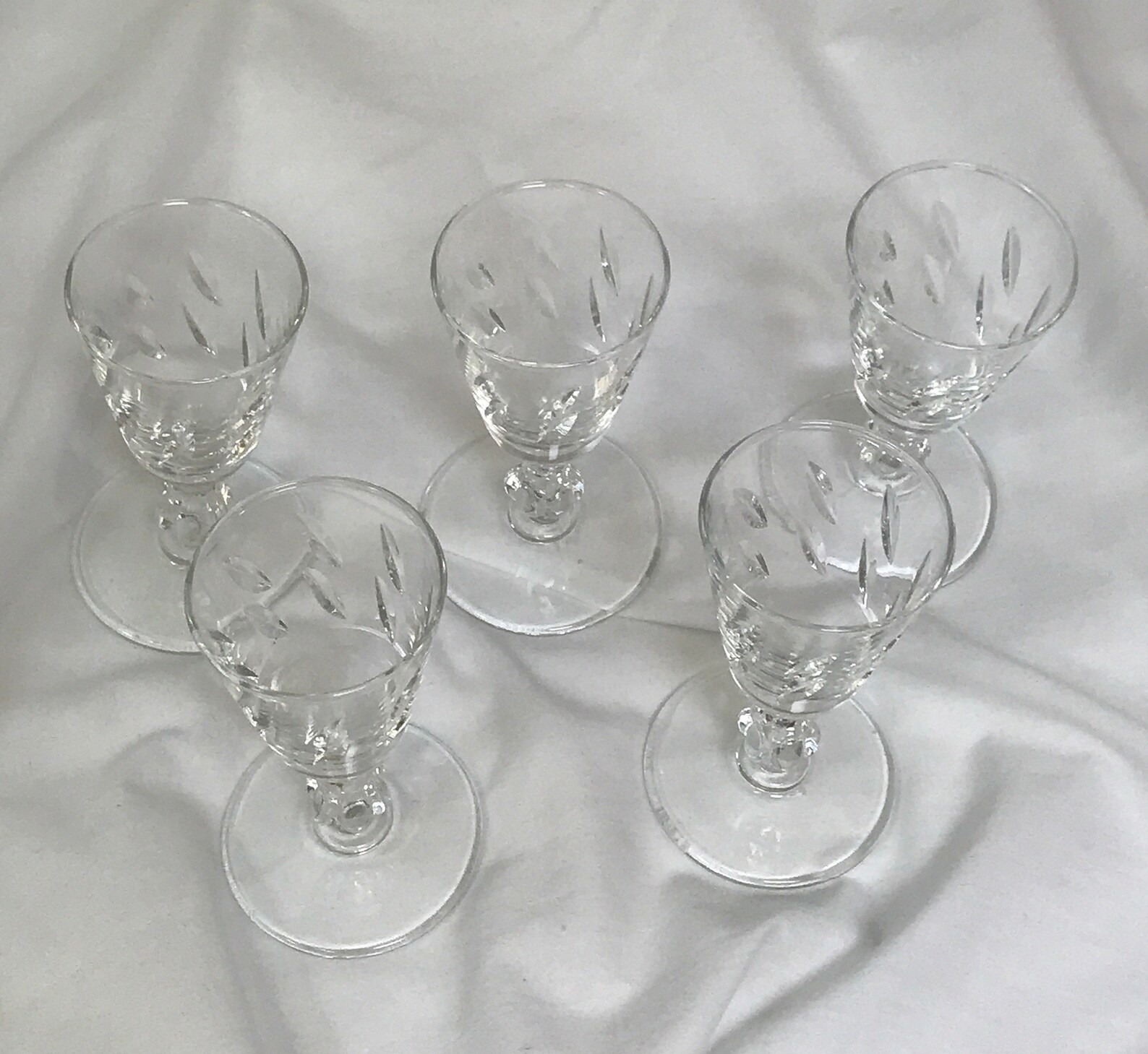 Set of 5 Etched Stemmed Cordial Glasses Clear Glass Etsy