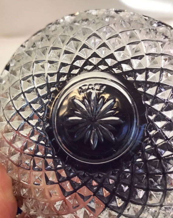 Vintage Glass Jewelry Box, Diamond Cut Jewelry Dish, … Gem