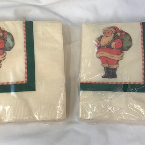Vintage Hallmark Paper Napkins Christmas Santa Claus with Toy Sack~ 2 packages